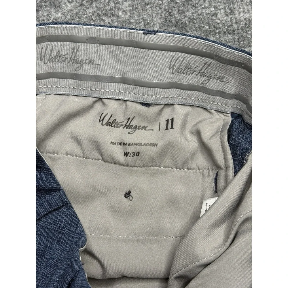 Walter Hagen Men's 30 Performance 11 Easy Waist Golf Shorts Blue Plaid Pockets
